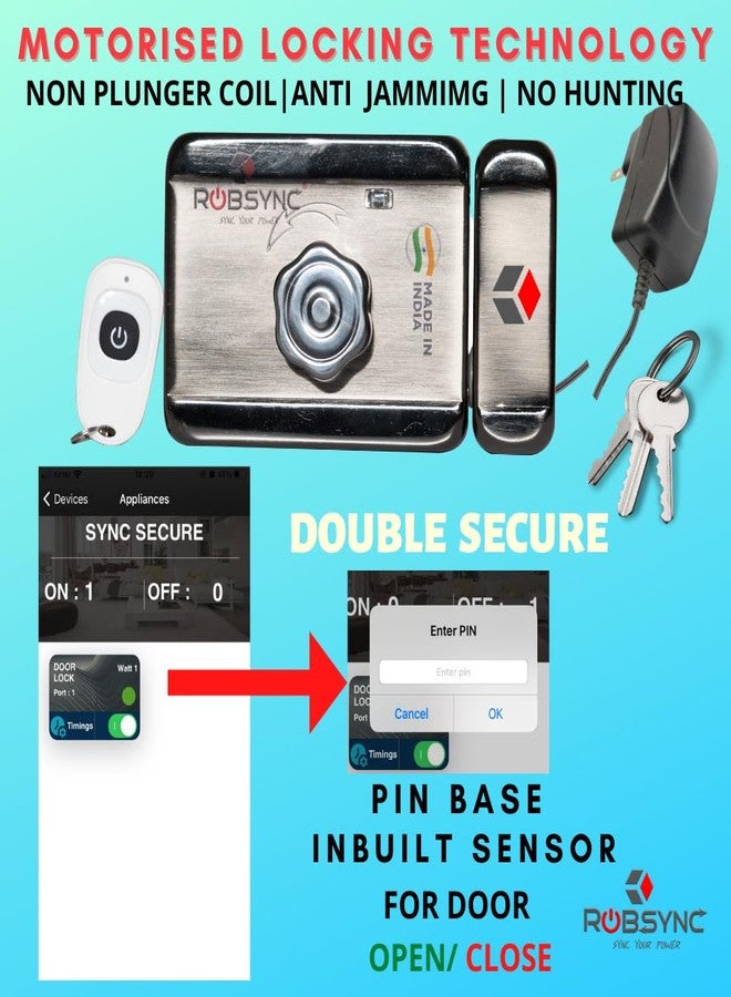 Robsync Sync Safe Metal Electronic Door Lock with Built-in WiFi Controller Main Gate Lock Sturdy Lock 4-Digit PIN Secured Fits SS Steel MS Aluminum and Wooden Gates Mobile App Based (Main Gate Lock) - Image 5